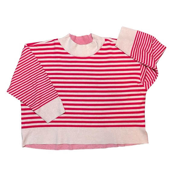 Anthropologie Maeve Carys mock neck pink red striped sweater size 3X long sleeve - Picture 2 of 8
